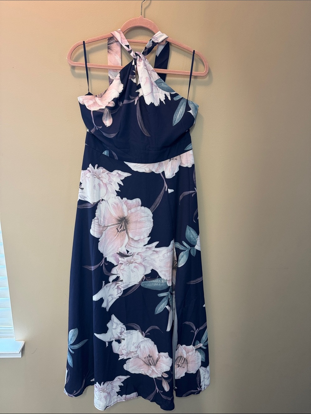Petal & Pup Navy Maxi Dress with Pink Floral Print